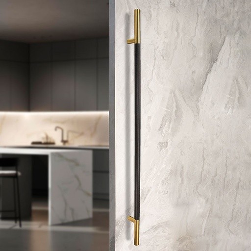 MANILLÓN TIPO H MOLETEADO - NEGRO/LATÓN SATINADO - LONGITUD 50" - MODULAR - ACERO INOXIDABLE 304 - MOD. L22 (SET) | www.jako.mx