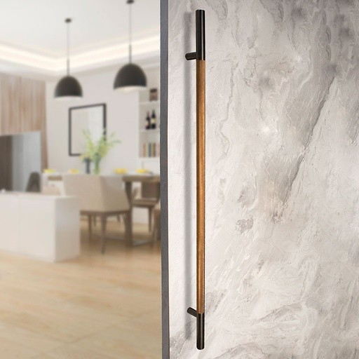 MANILLÓN TIPO H MOLETEADO - GRIS PLOMO / COBRE - 50" - MODULAR - ACERO INOXIDABLE 304 - MOD. L22 (SET) | www.jako.mx