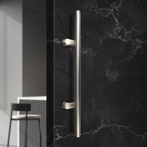 MANILLÓN TIPO H DESFASADO - SATÍN - 24" - ACERO INOXIDABLE 304 - MOD. L24 (SET) | www.jako.mx